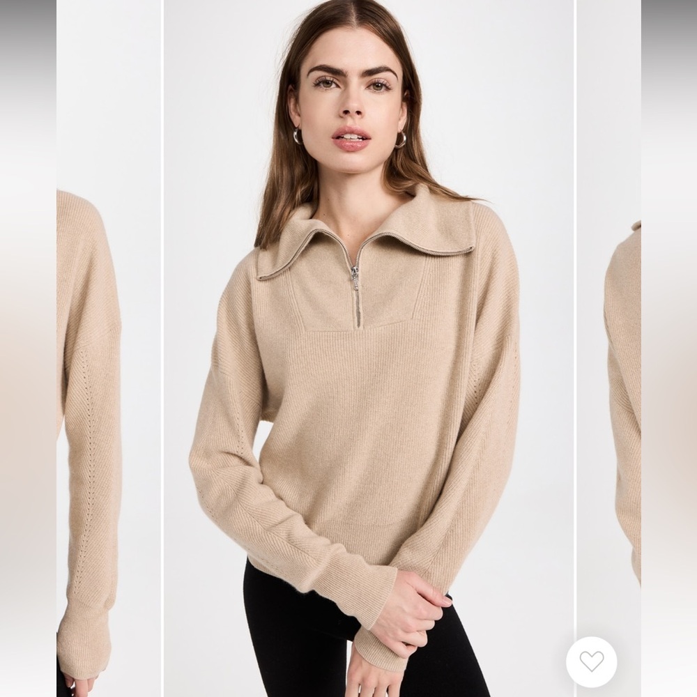 Sweaty Betty Relax Cashmere Half Zip Sweater in Beige